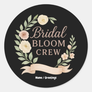 Bridal Bloom Crew Floral Bachelorette Party Design Classic Round Sticker