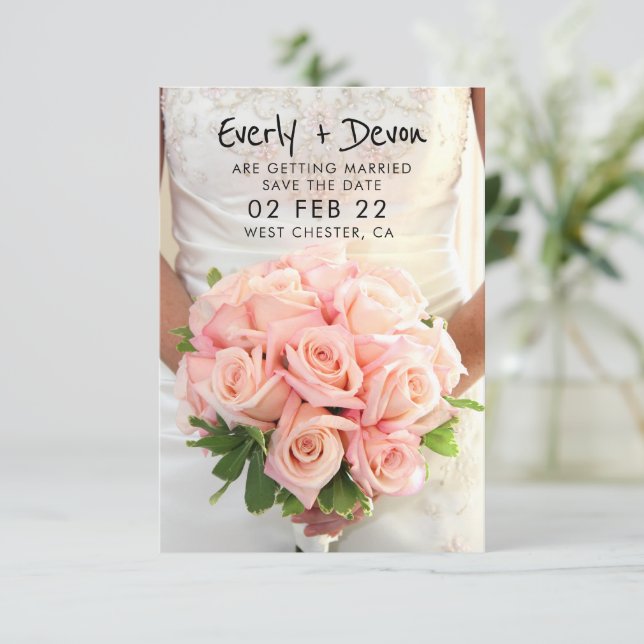 Bridal Bouquet Save The Date Invitation (Standing Front)