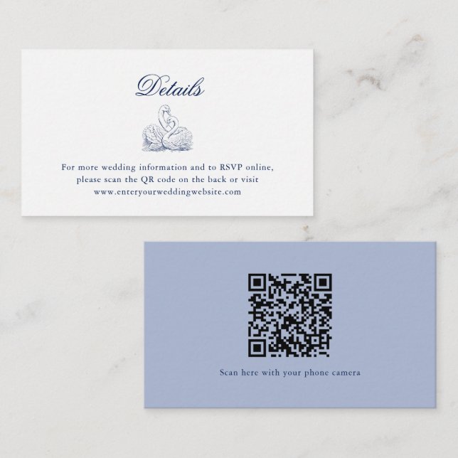 Bridal Bouquet Wedding Website QR Code Details  Enclosure Card (Front/Back)