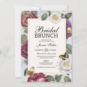Bridal Brunch Bloom Floral Butterfly Vintage Invitation