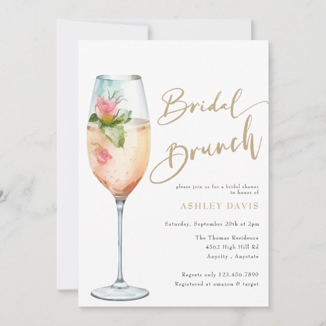 Bridal Brunch | Bubbly Bridal Shower Invitation (Front)