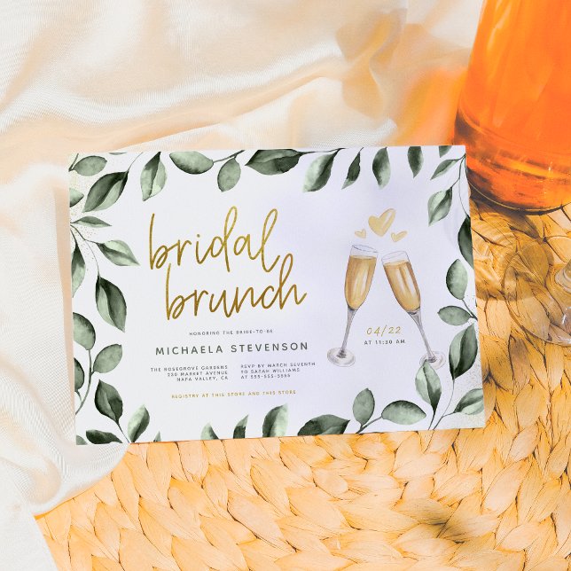 Bridal Brunch Champagne & Eucalyptus Bridal Shower Invitation (Creator Uploaded)