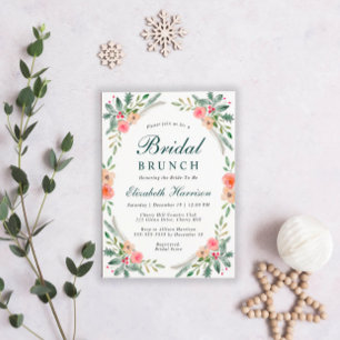 Bridal Brunch Christmas Floral Watercolor Invitation