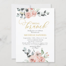 Bridal Brunch Eucalyptus Dusty Rose Floral Invitation