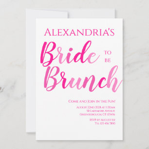 Bridal Brunch Hot Pink Modern Invitation