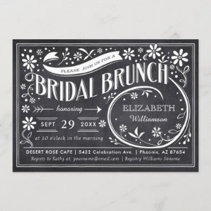 Bridal Brunch Invitations   Floral Chalkboard