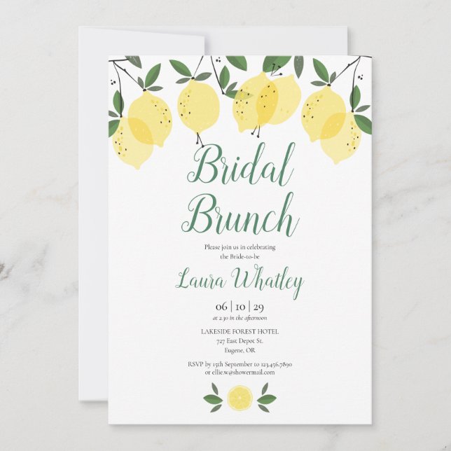Bridal Brunch Lemon Bridal Shower Invitation (Front)