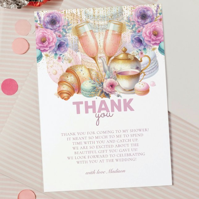 Bridal Brunch Pastel Pink Glitter Gold Thank You Card (Creator Uploaded)