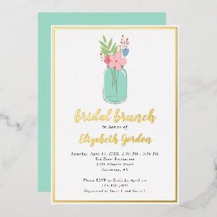 Bridal Brunch Shower Mason Jar Flowers Gold Foil