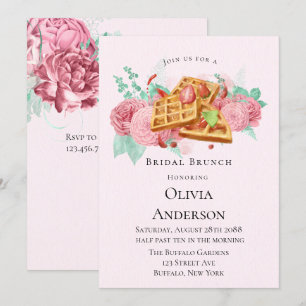 Bridal Brunch Waffles Pink and Mint Invitation