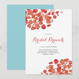 Bridal Brunch Watercolor Red Berries Holiday Party Invitation
