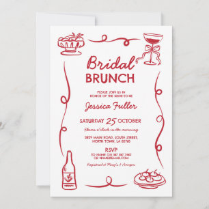 Bridal Brunch Whimsical Hand Drawn Chic French Invitation