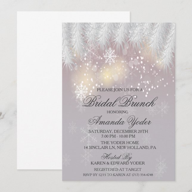 Bridal Brunch Winter Snowflake Invitation (Front/Back)