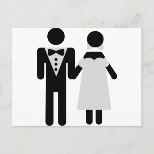 bridal couple icon postcard