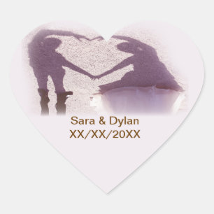 Bridal Couple Silhouette Heart in Sand Wedding Sticker