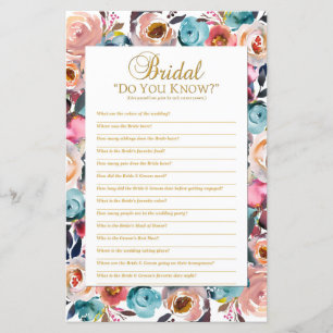 Bridal Do You Know Shower Game, Bridal Shower Game