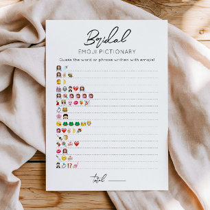 Bridal emoji pictionary Bridal shower game Card