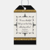 Bridal Favour Gift Tag Gold Ornament Glitter Strip