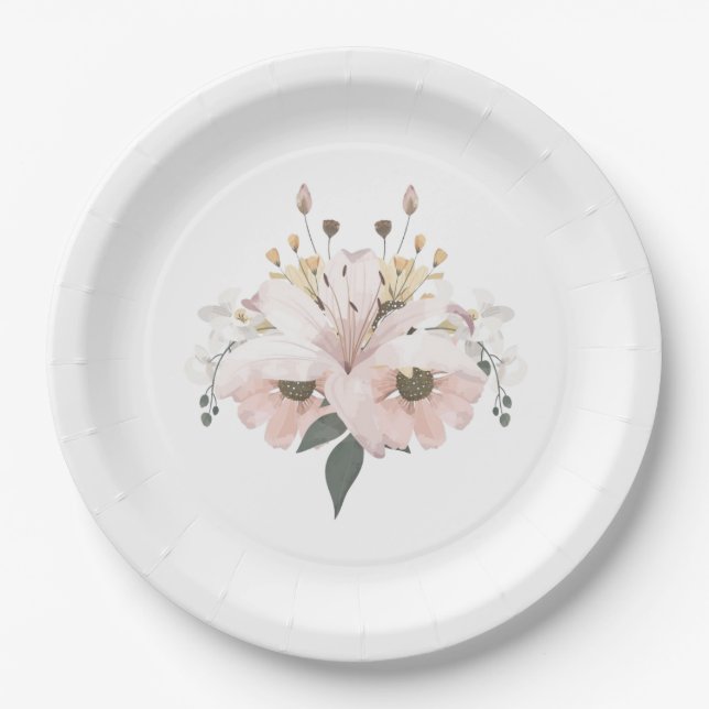 Bridal Floral Paper Plate (Front)