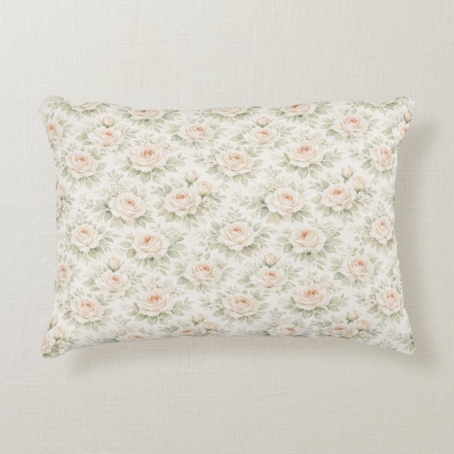 Bridal Floral Pattern Accent Pillow (Front)