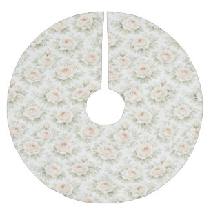 Bridal Floral Pattern Brushed Polyester Tree Skirt