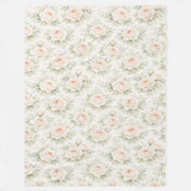 Bridal Floral Pattern Fleece Blanket (Front)