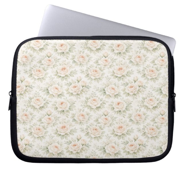 Bridal Floral Pattern Laptop Sleeve (Front)