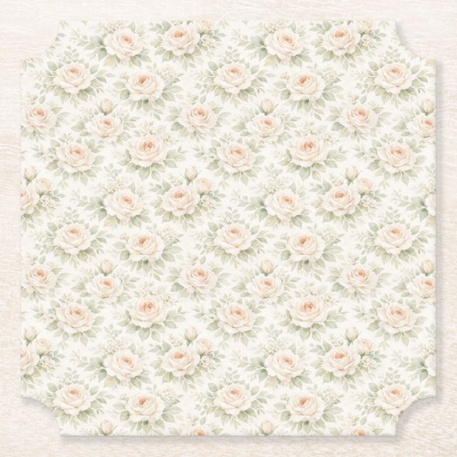 Bridal Floral Pattern Paper Coaster (Front)