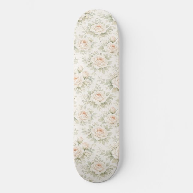 Bridal Floral Pattern Skateboard (Front)