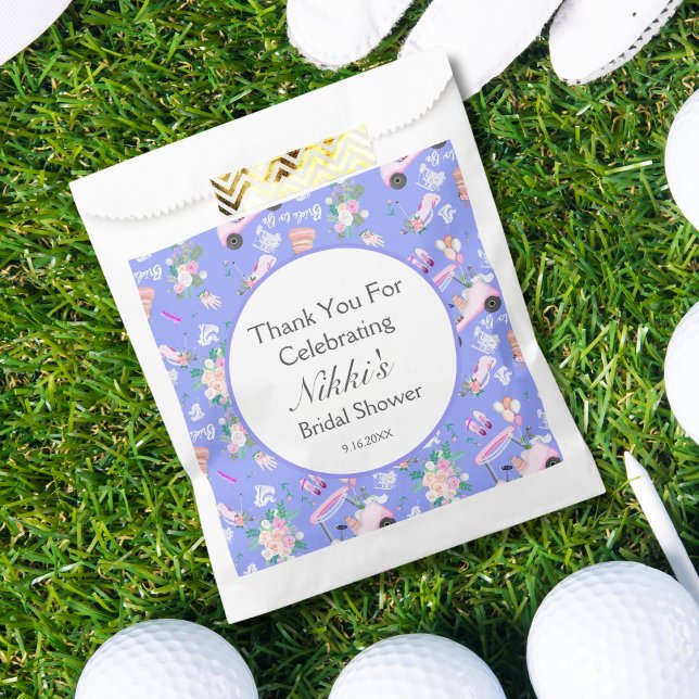 Bridal Golf Cart Bridal Shower Seamless Pattern Favour Bag (Creator Uploaded)