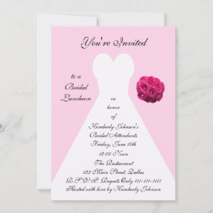Bridal Gown Bridal Luncheon Invitation -- Pink