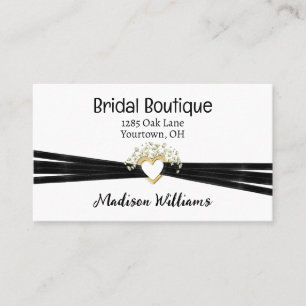 Bridal Heart and Black Ribbon Business Card