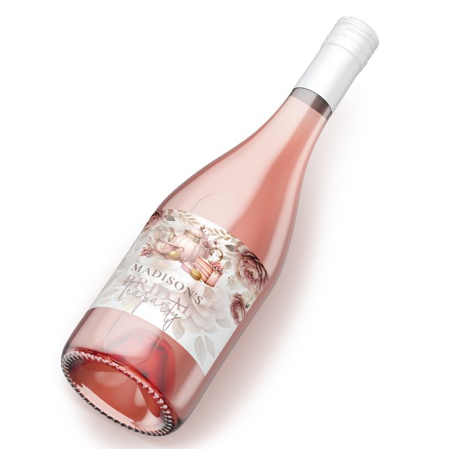 Bridal High Tea Party Personalized Pastel Colours Sparkling Wine Label (Creator Uploaded)