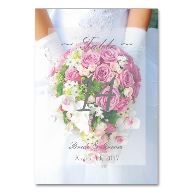 Bridal Lace Flower editable Wedding Table Number (Front)