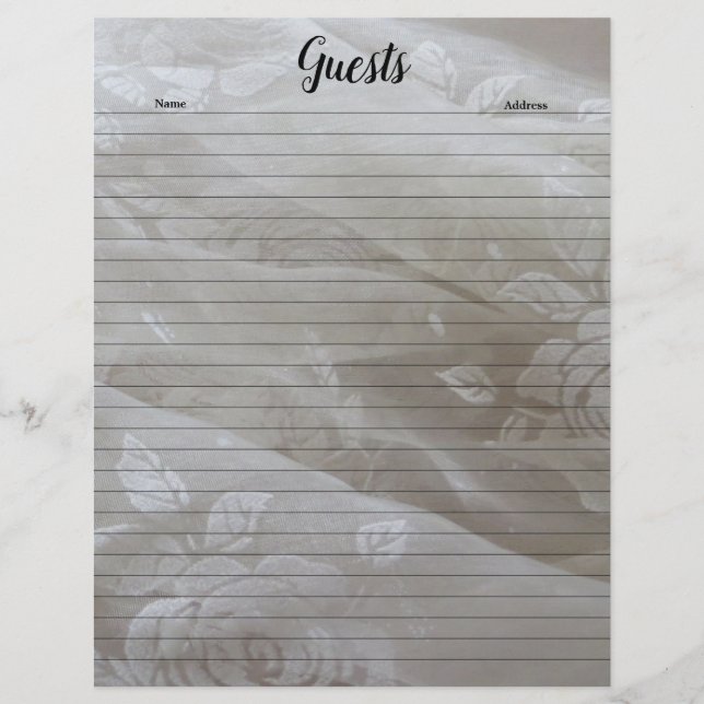 Bridal Lace Lined Guest Book Pages (Front)