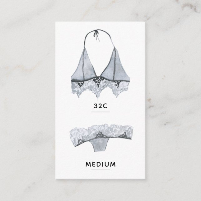 Bridal Lingerie Size Insert Card (Front)