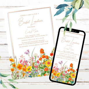 Bridal Luncheon Boho Colourful Wildflowers Invitation