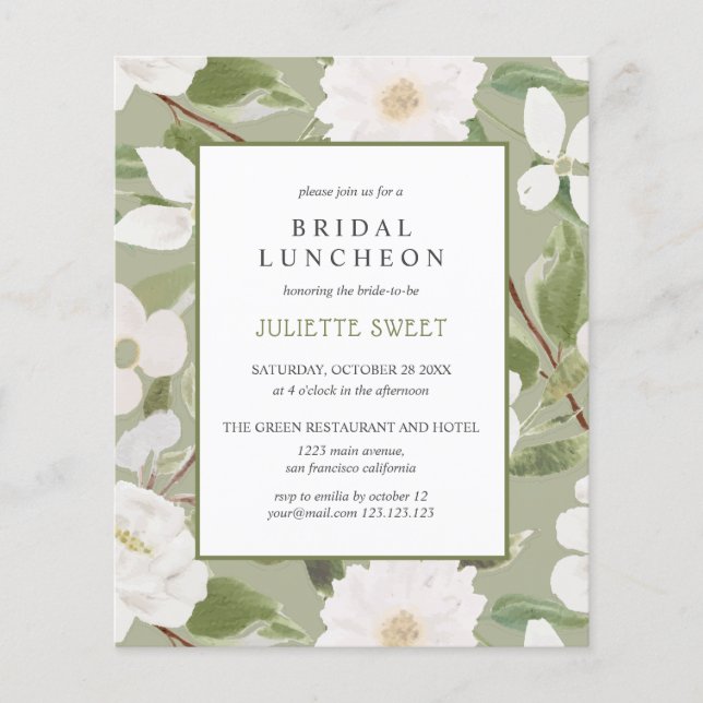 Bridal Luncheon | White Flowers leaves green (Front)
