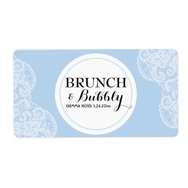 Bridal or Baby Shower Lace Mini Champagne Label (Front)