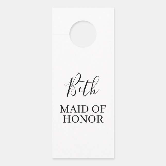 Bridal Party Bridesmaid Dress Day of Organizer  Door Hanger (Front)