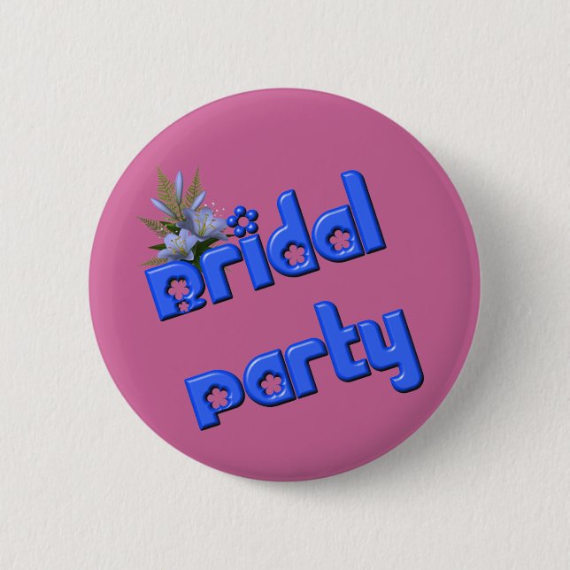 Bridal Party Flower Bouquet  2 Inch Round Button (Front)