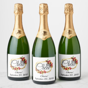 Bridal Party Gifts, I Do Crew, Sunflowers, Roses Sparkling Wine Label