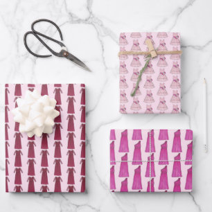 Bridal Party Gowns Wedding Bridesmaid Flower Girl Wrapping Paper Sheet