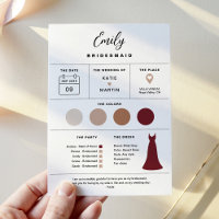 Bridal Party Info Card, Bridesmaid Attire