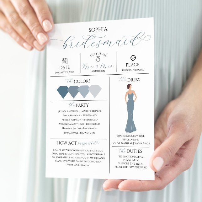 Bridal Party Info Card Will You Be My Bridesmaid (Creator Uploaded)