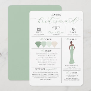 Bridal Party Info Card Will You Be My Bridesmaid