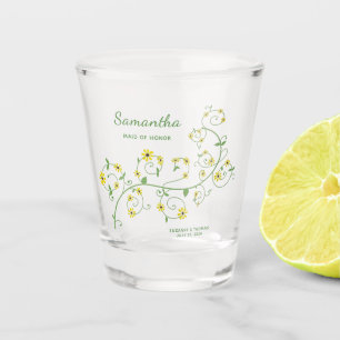 Bridal Party Personalize Yellow Flower Shot glass