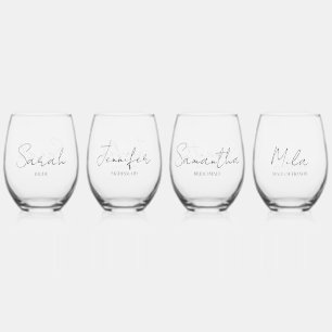 Bridal Party Personalized Stemless Wine Glass