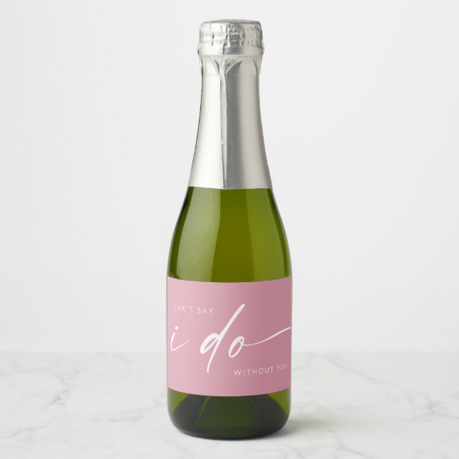 Bridal Party Proposal | Blush Pink Mini Sparkling Wine Label (Front)
