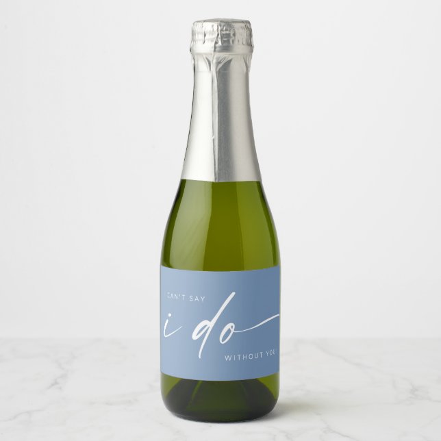 Bridal Party Proposal | Dusty Blue Mini Sparkling Wine Label (Front)